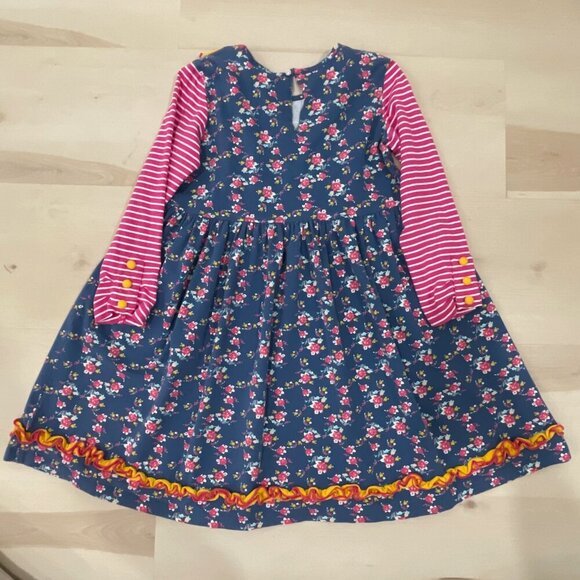 Banana Split Girl's Size 8 Dress Multi Fabric Ruffles Long Sleeve 100% Cotton - Picture 5 of 8